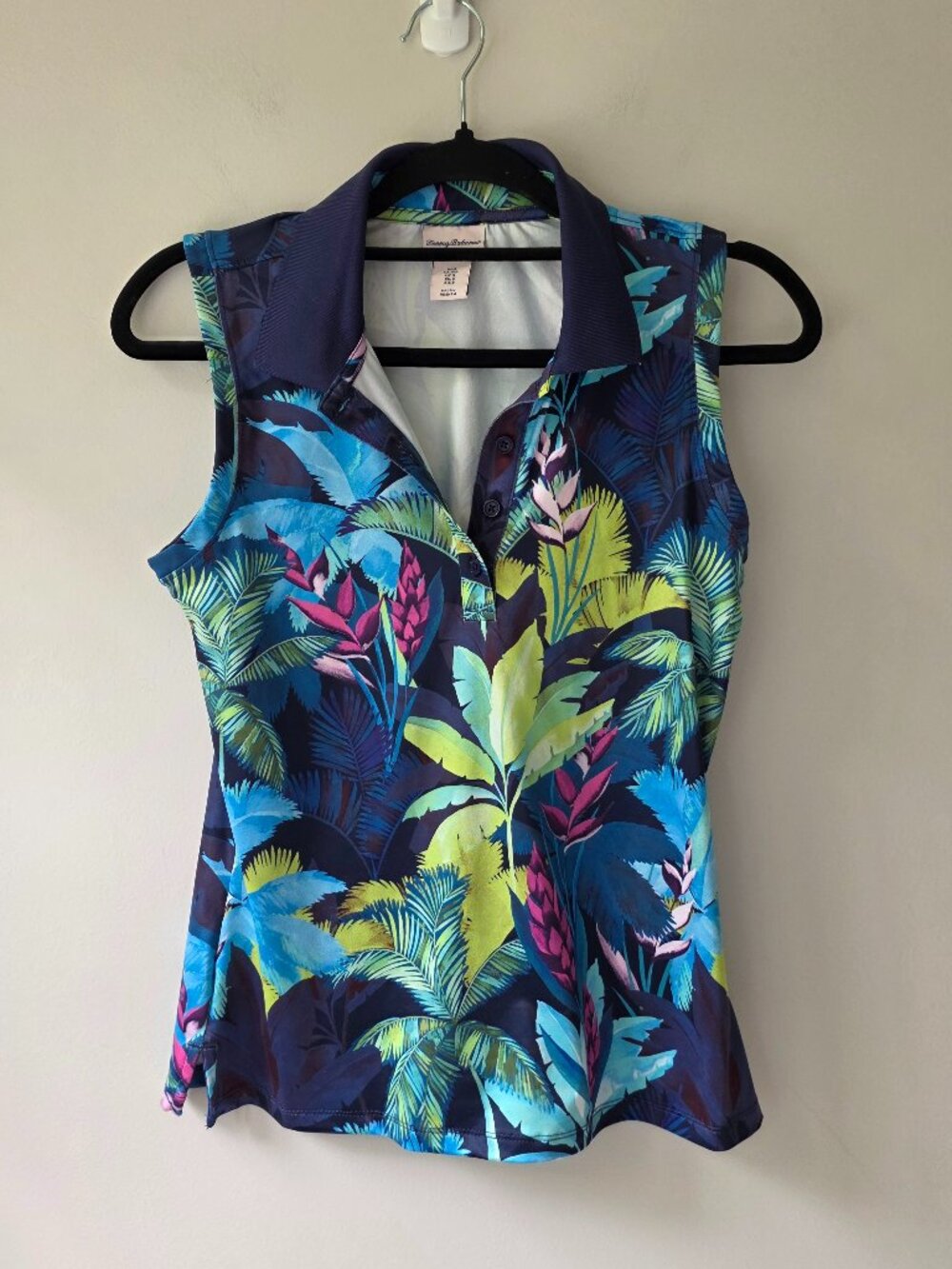 Tommy Bahama Golf Sleeveless 1/4 Zip Tropical Floral Polo Shirt | S | LIKE NEW